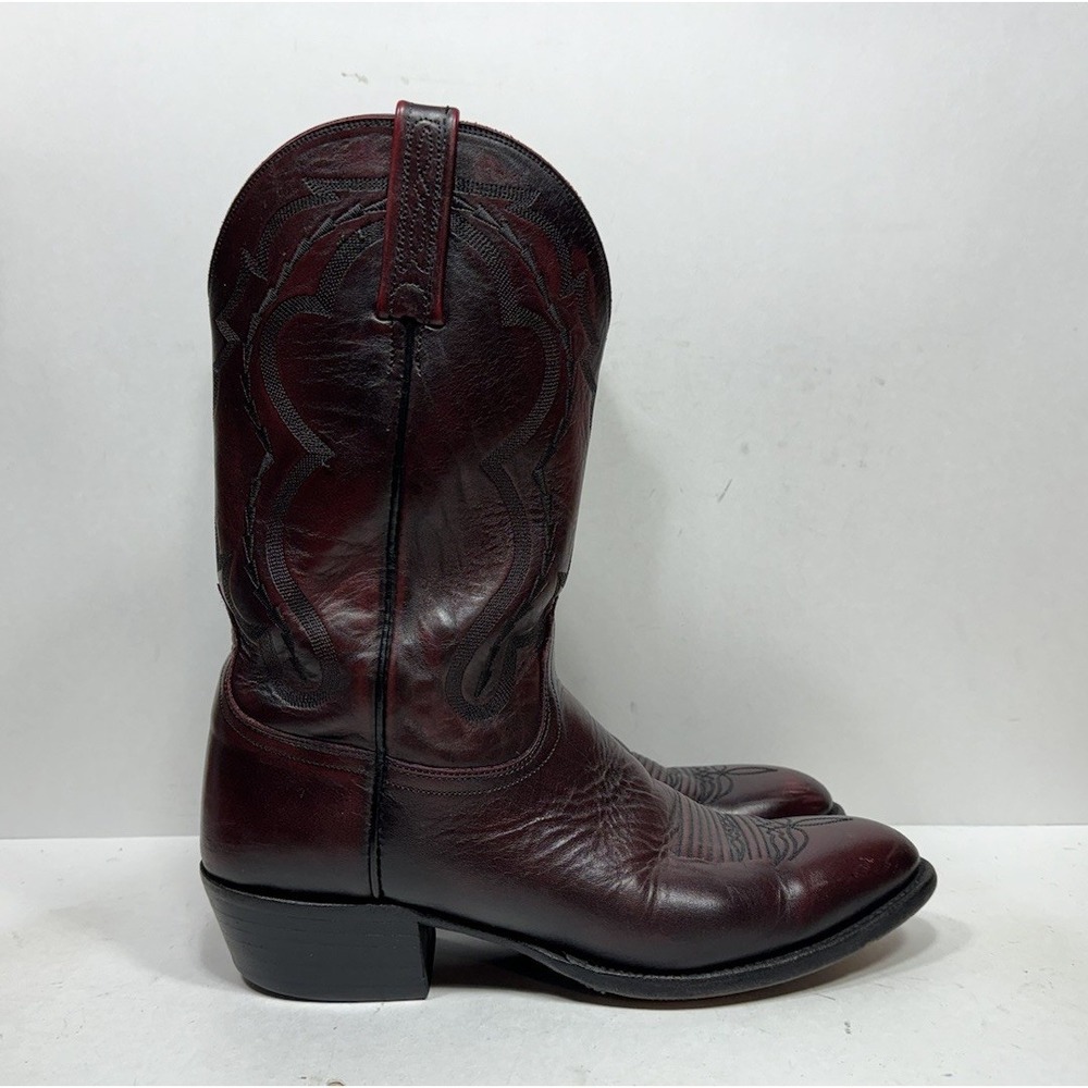 Lucchese 2000 Black Cherry Leather Cowboy Western Boots Men's Size 11 D T2001R4